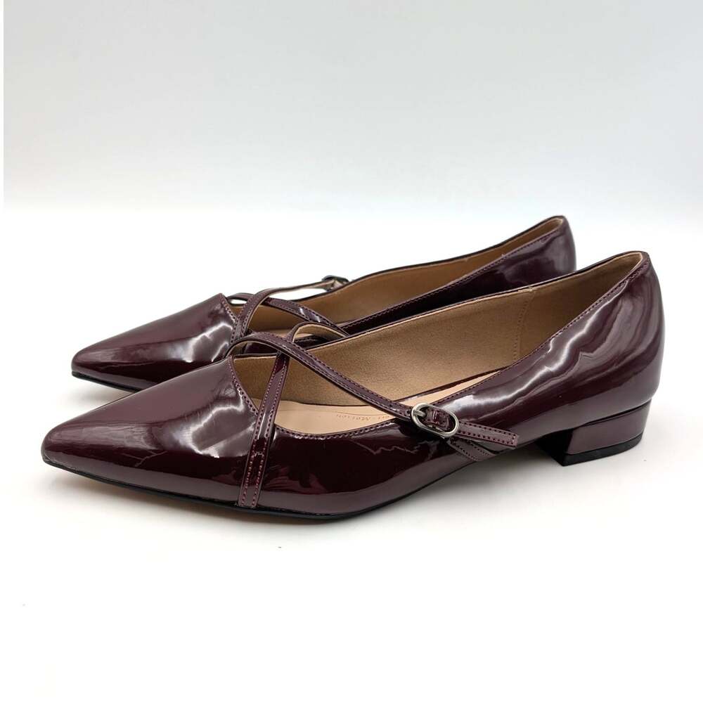 Journee Collection Camby Pointed Toe Flats Womens Patent Oxblood Sz US9.5 EU39.5